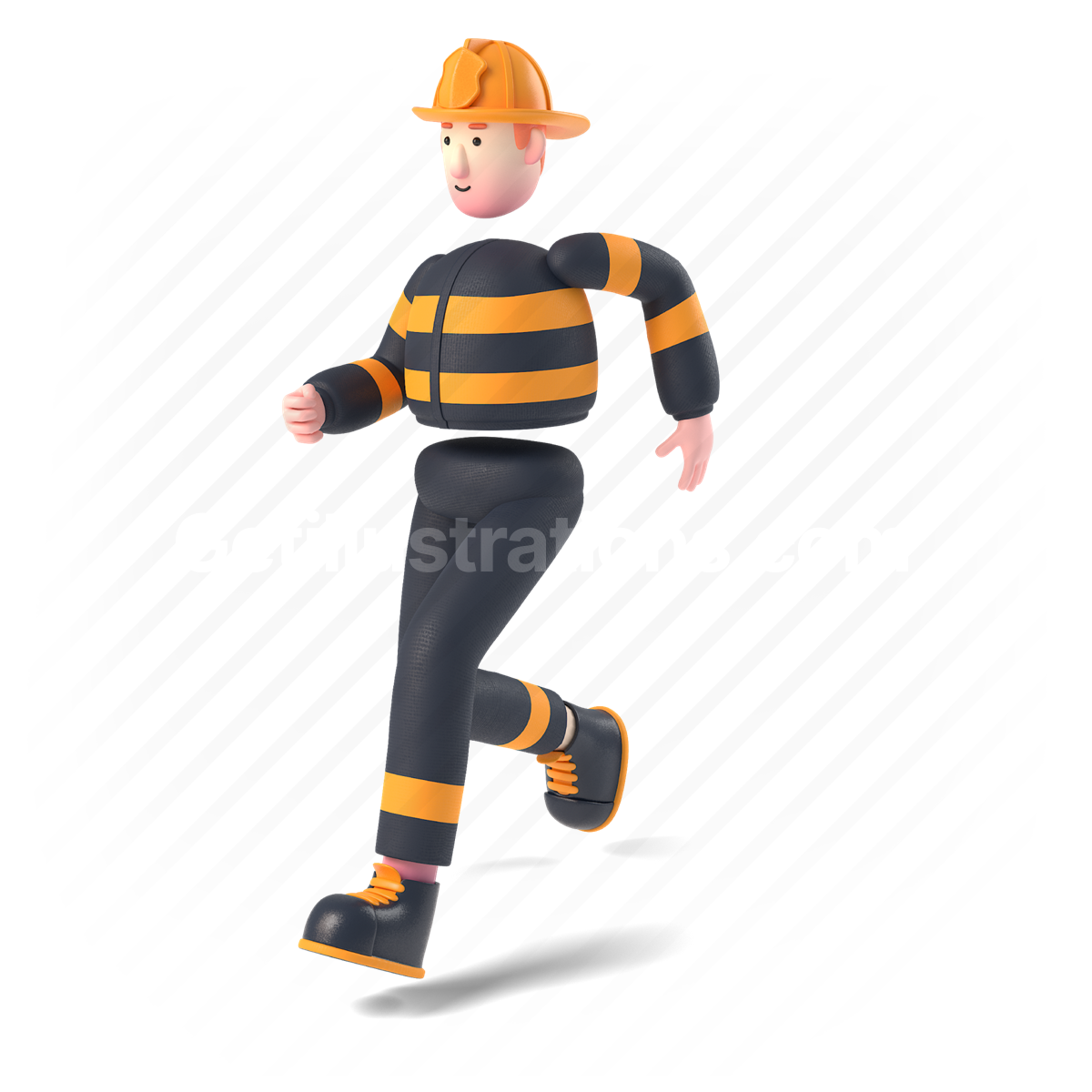 3d, people, person, character, fire fighter, man, run, running, hurry